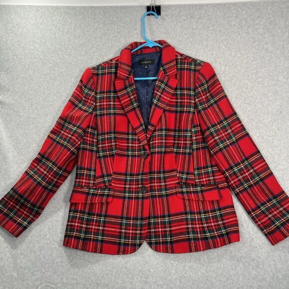Talbots Jackets & Blazers - Talbots Red Tartan Plaid Blazer 16 Christmas Holiday Wool Blend Work Classic